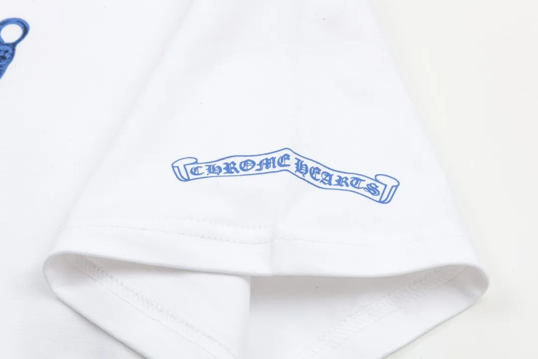 Chrome Hearts/ Blue Logo Same Style T Versatile : White Size：XS~L